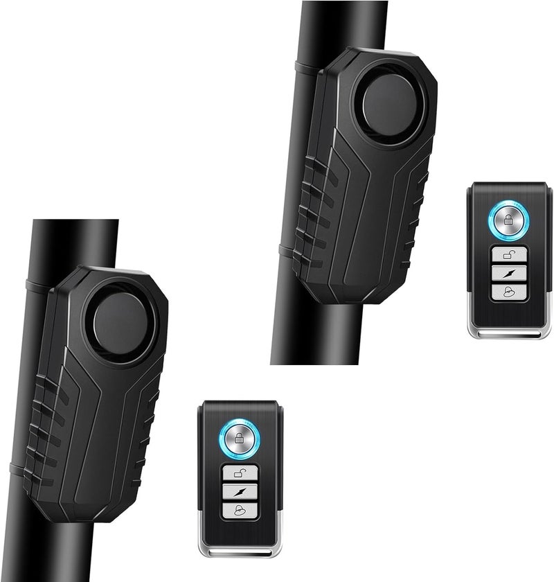 EGIZPY Bike Alarms,Bike Alarm Anti Theft, Bicycle Alarms with Remote,113dB Super Loud Bicycle Vibration Motion Sensor Siren Anti Theft Security System IP65 Waterproof, 2Pack - Image 1